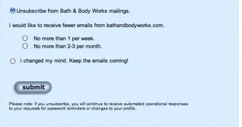 email marketing - bath & body works